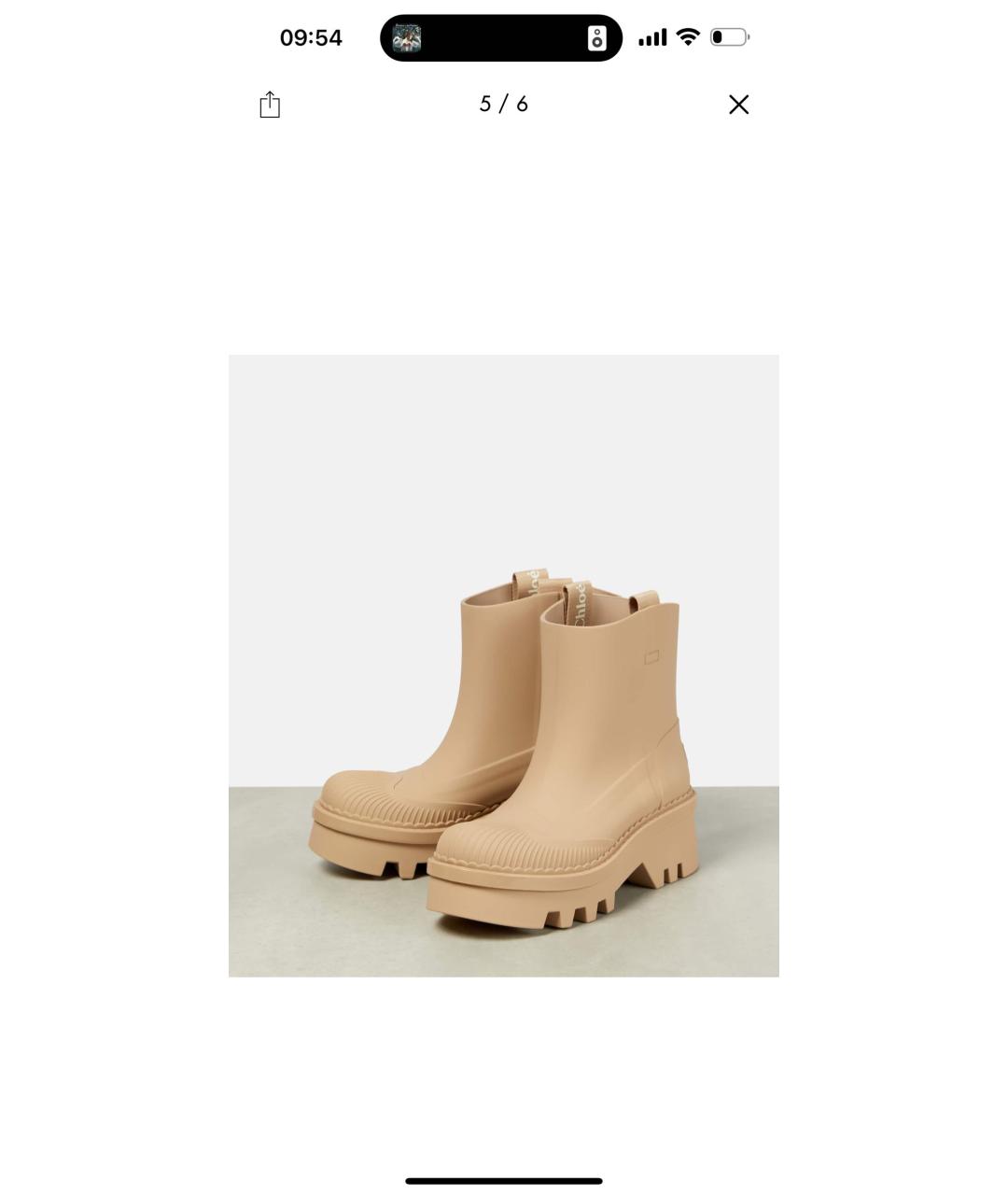 CHLOE Бежевые резиновые сапоги, фото 5