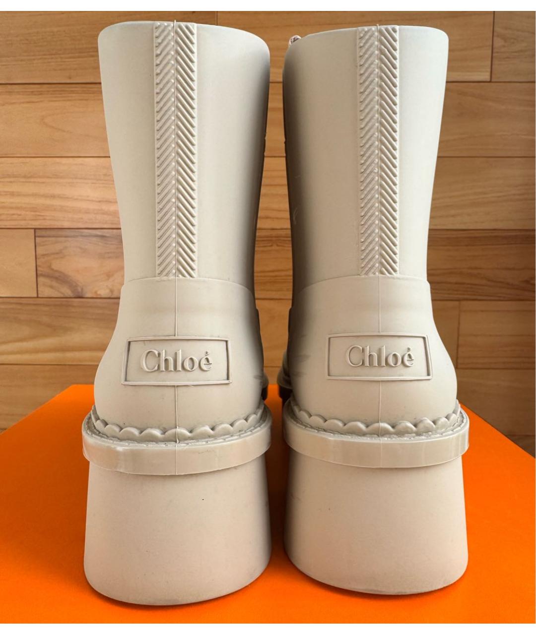 CHLOE Бежевые резиновые сапоги, фото 4