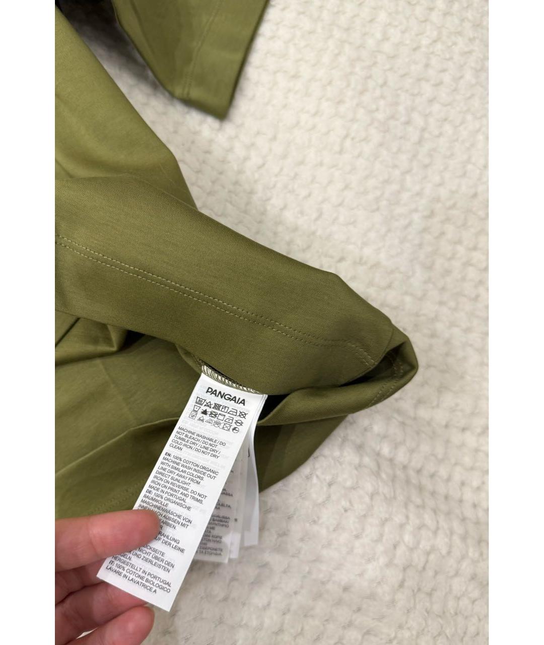 THE PANGAIA Хаки хлопковая футболка, фото 4