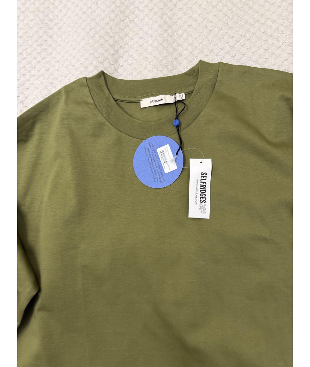 THE PANGAIA Хаки хлопковая футболка, фото 3