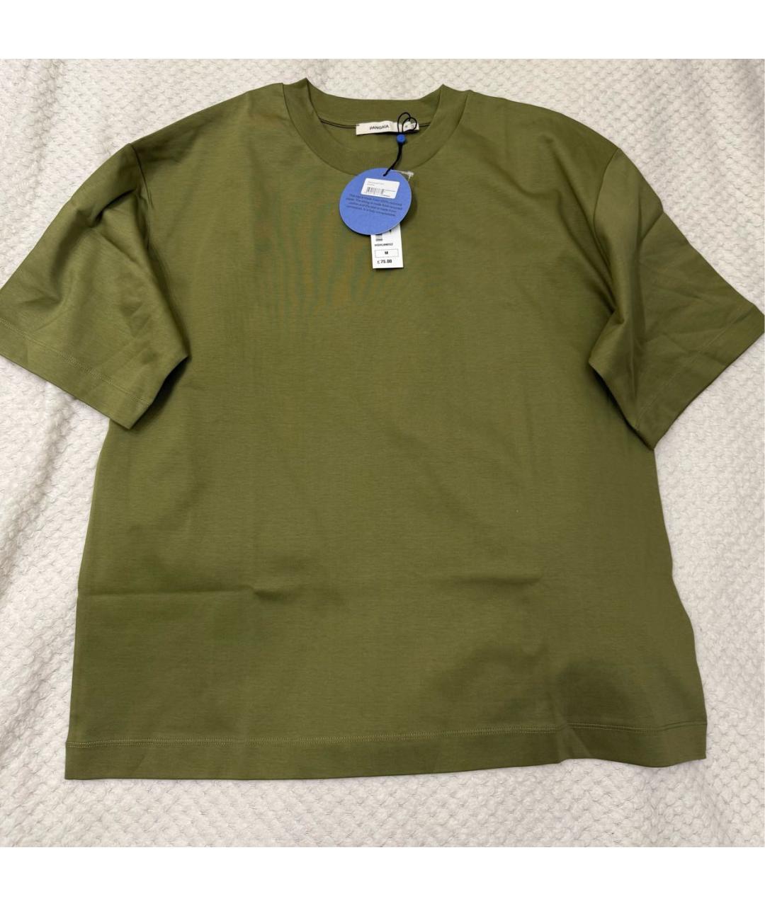 THE PANGAIA Хаки хлопковая футболка, фото 2