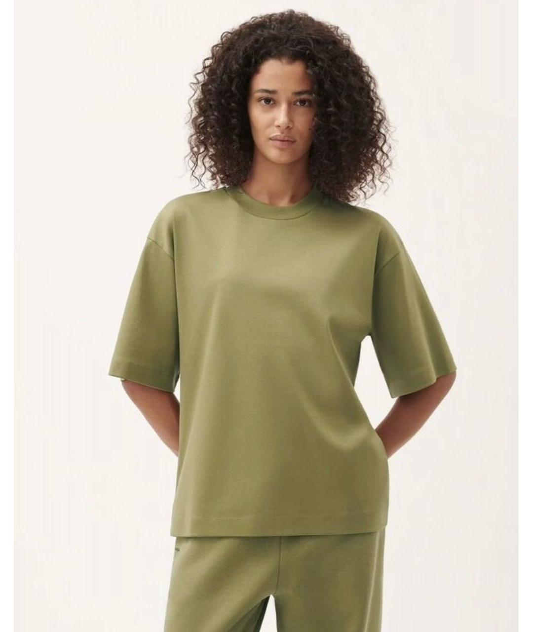 THE PANGAIA Хаки хлопковая футболка, фото 7