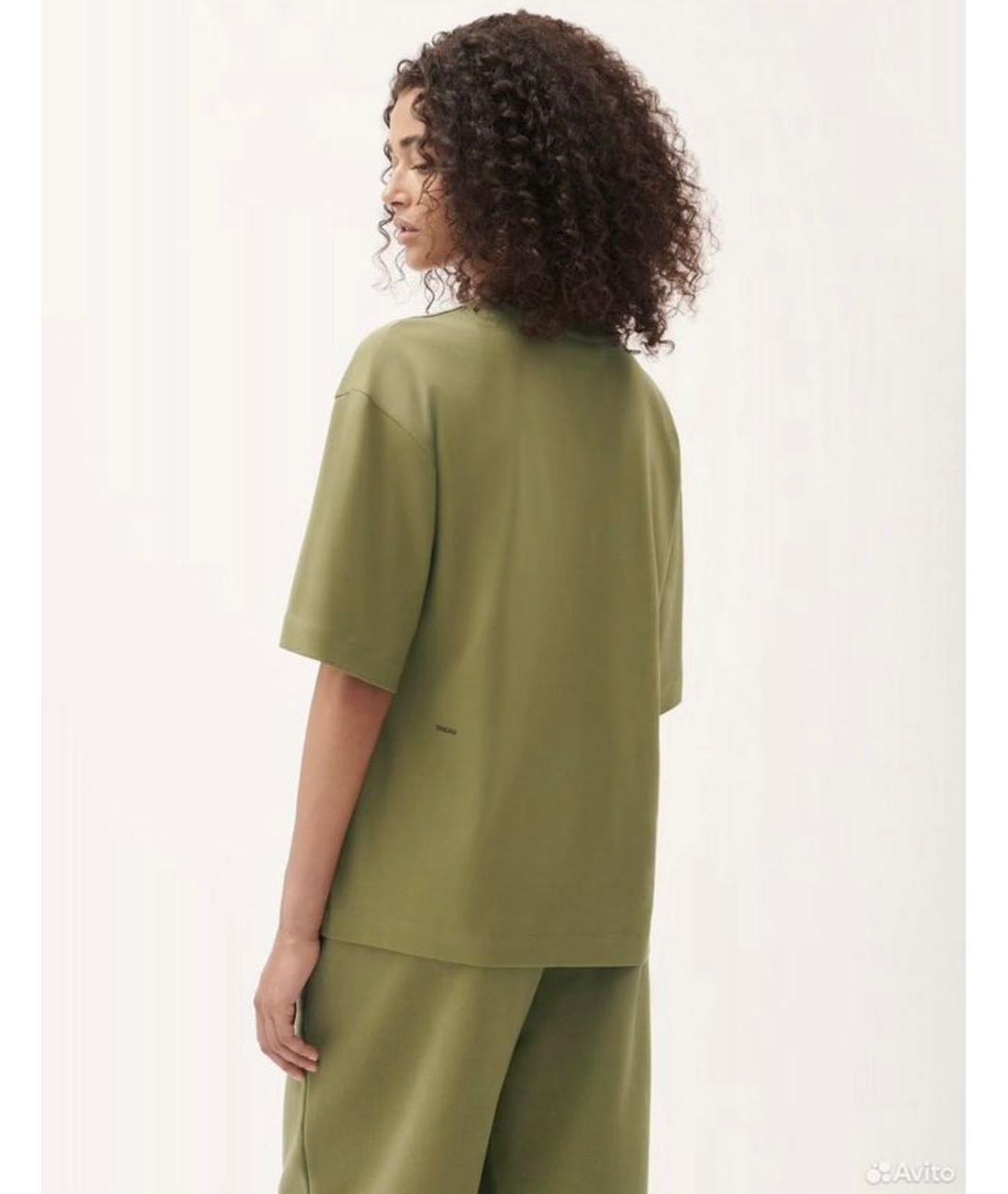 THE PANGAIA Хаки хлопковая футболка, фото 8