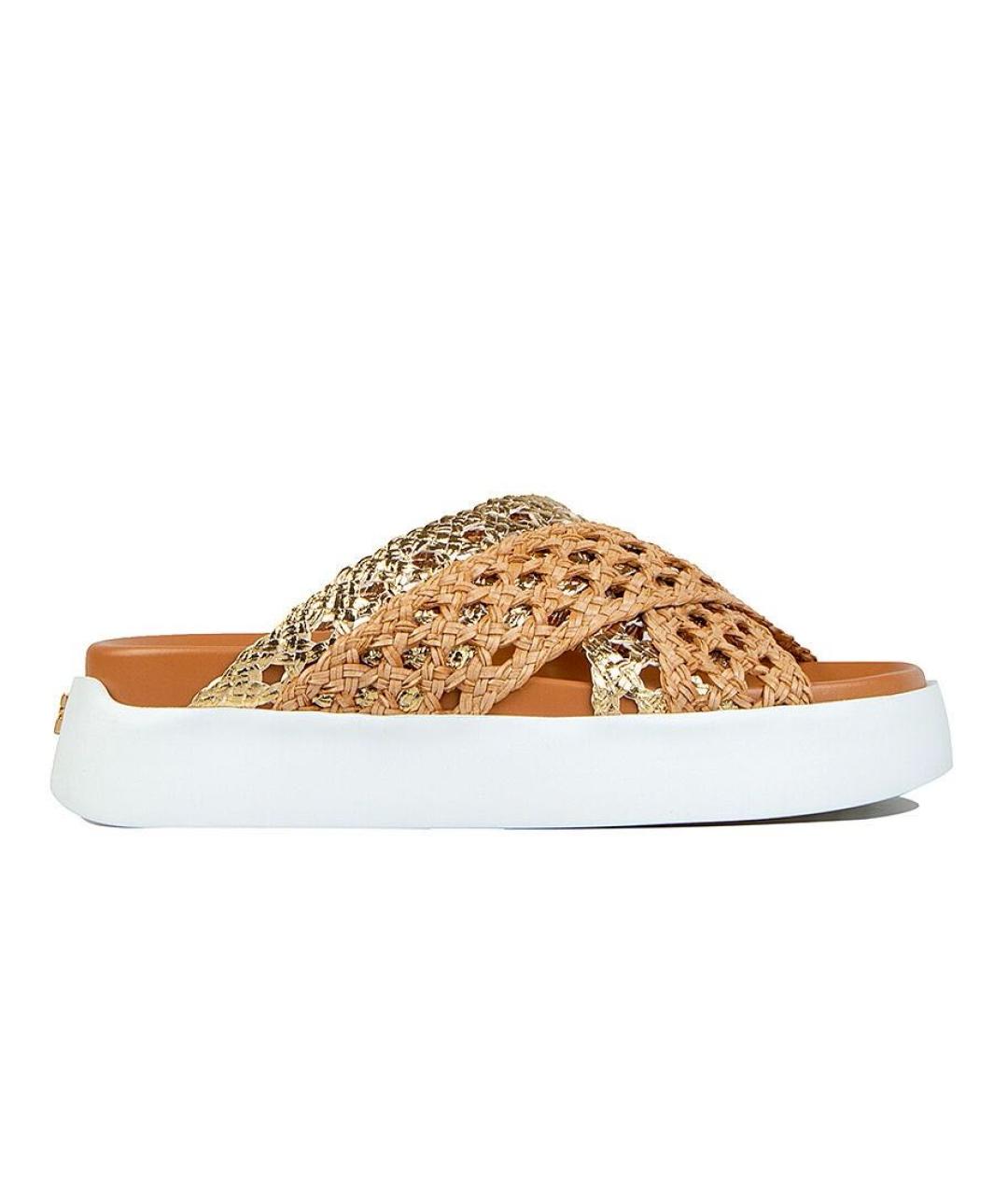 CASADEI Золотые шлепанцы, фото 1