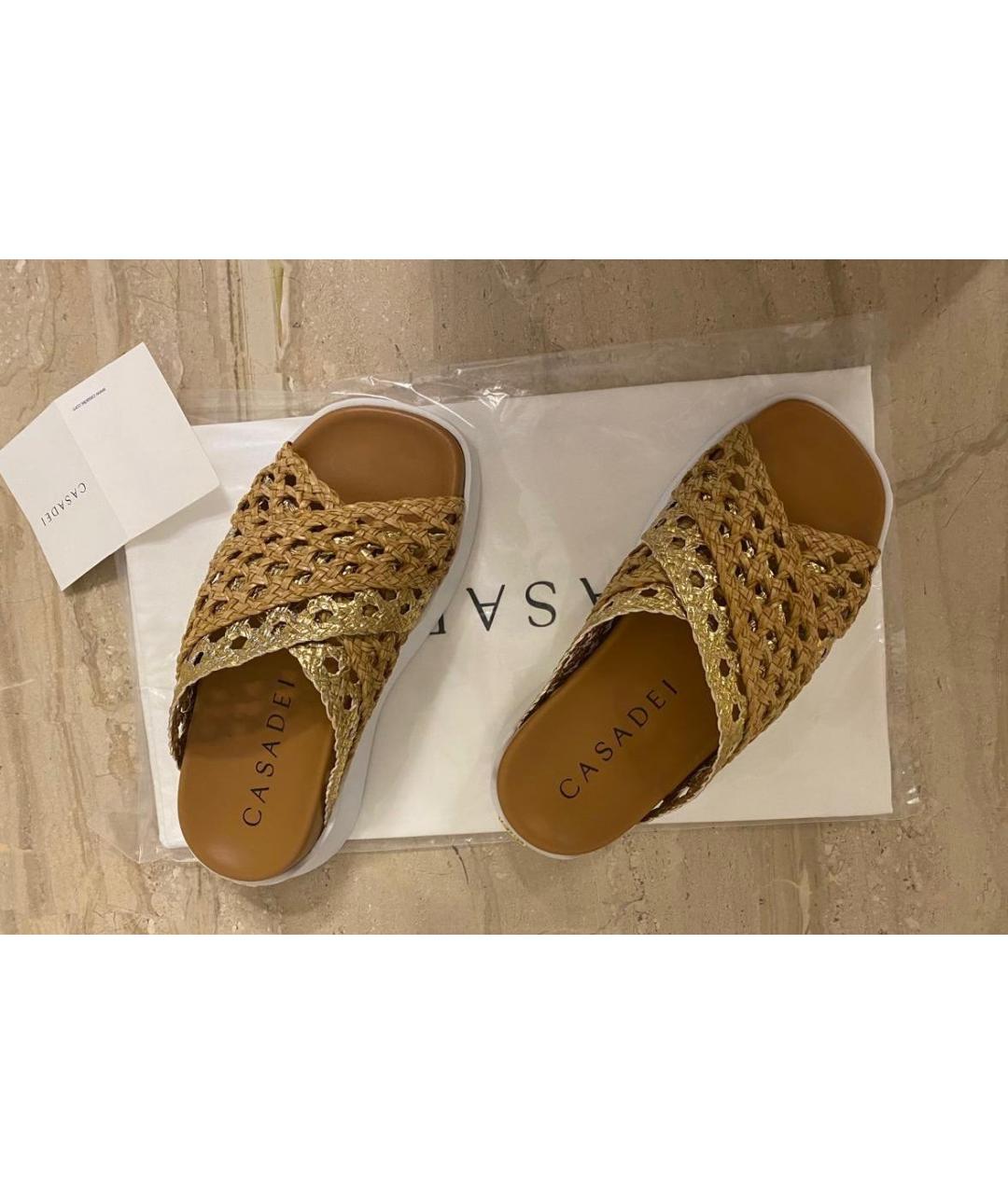 CASADEI Золотые шлепанцы, фото 5
