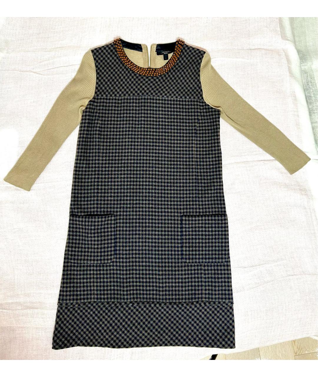 MAX MARA Бежевое шерстяное повседневное платье, фото 9