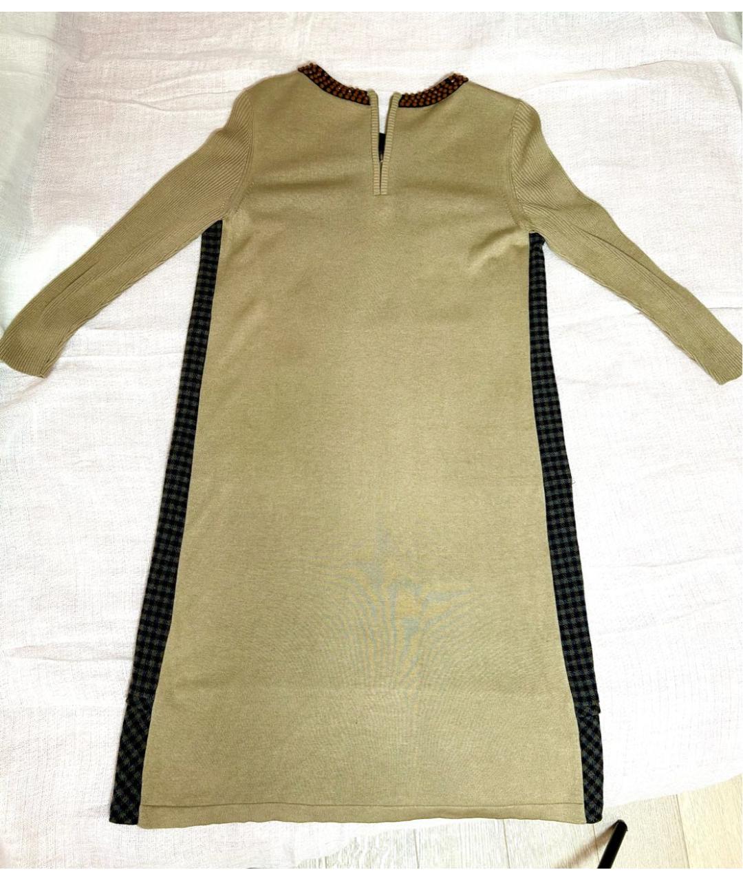 MAX MARA Бежевое шерстяное повседневное платье, фото 2