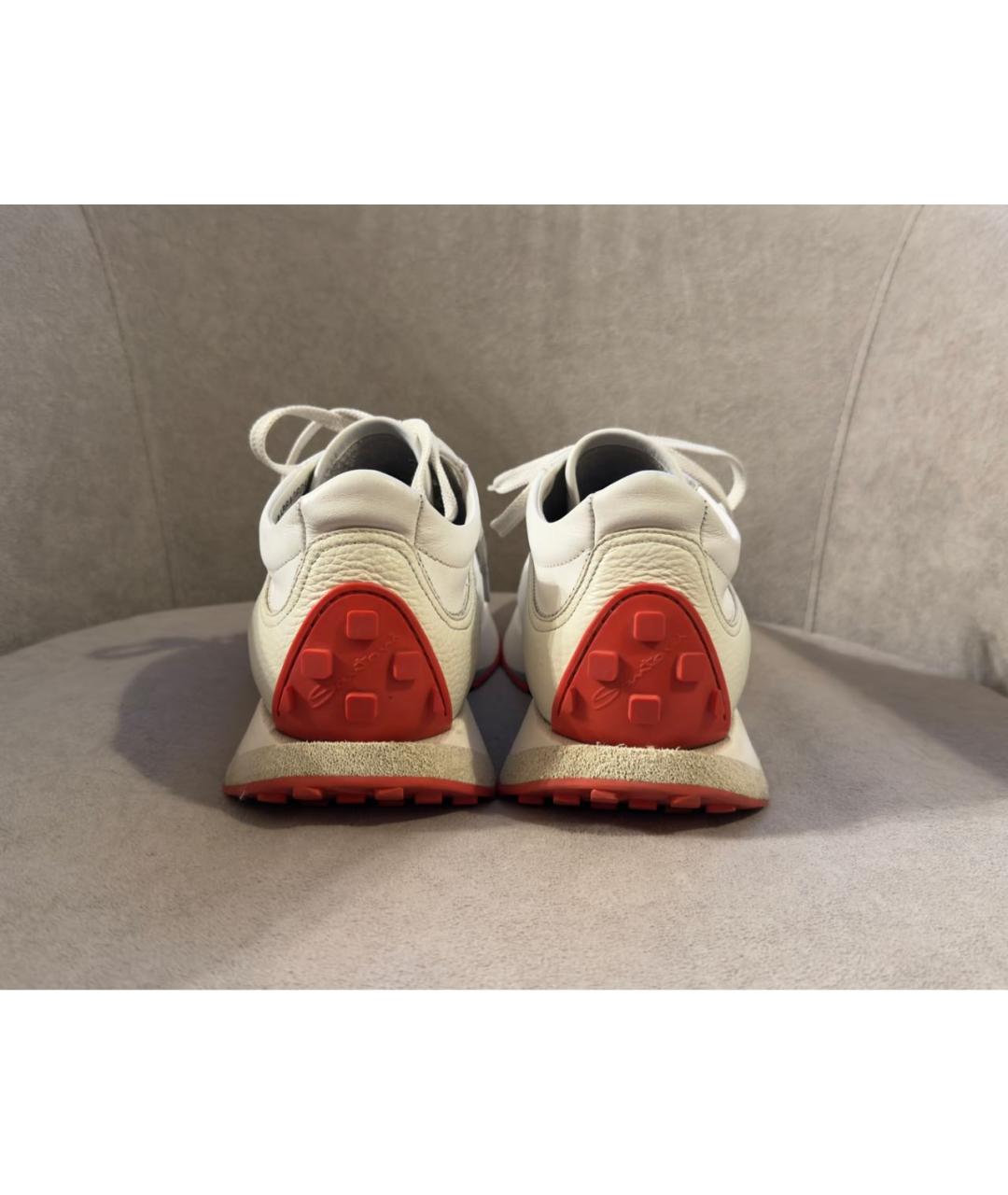 SANTONI Белые кожаные низкие кроссовки / кеды, фото 4