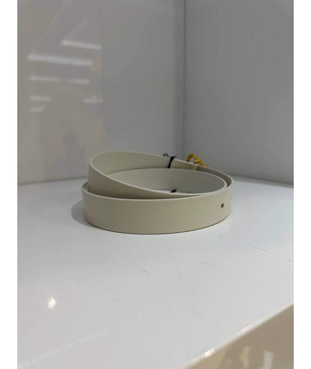 BOTTEGA VENETA Белый кожаный ремень, фото 3