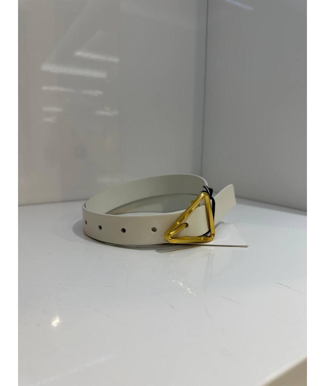 BOTTEGA VENETA Белый кожаный ремень, фото 4