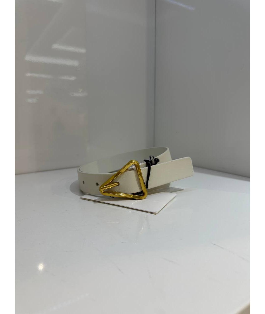 BOTTEGA VENETA Белый кожаный ремень, фото 2