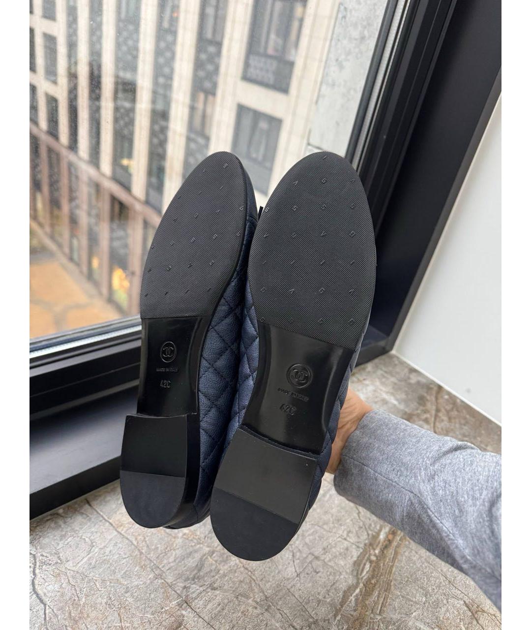 CHANEL Темно-синие кожаные балетки, фото 5