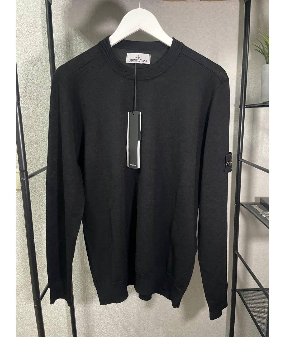 STONE ISLAND Черный хлопковый джемпер / свитер, фото 4