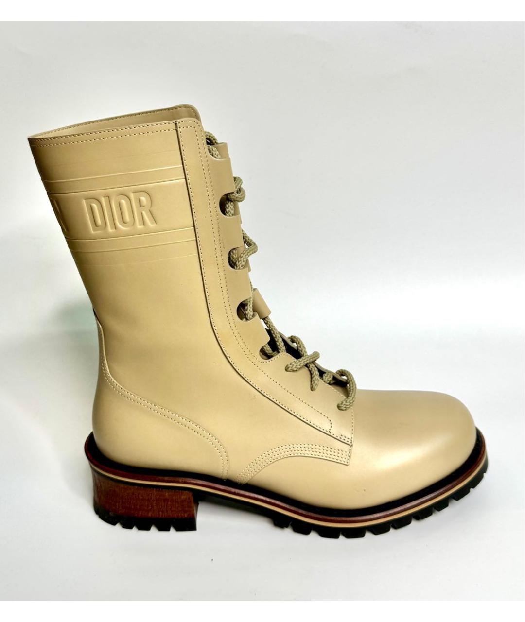 CHRISTIAN DIOR Бежевые кожаные ботинки, фото 5
