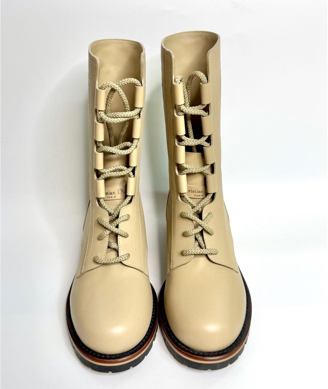 CHRISTIAN DIOR Бежевые кожаные ботинки, фото 2