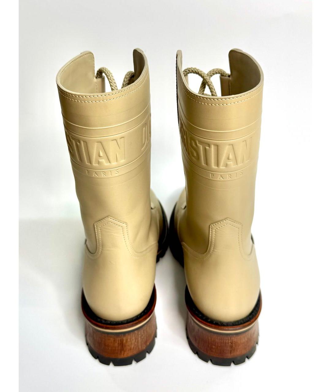 CHRISTIAN DIOR Бежевые кожаные ботинки, фото 4