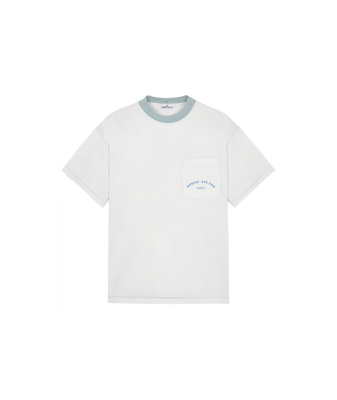STONE ISLAND Голубая хлопковая футболка, фото 3