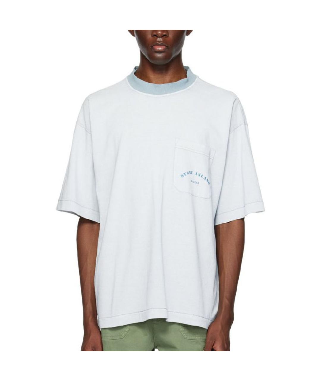 STONE ISLAND Голубая хлопковая футболка, фото 2