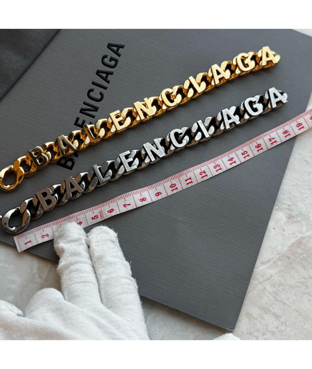 BALENCIAGA Серебрянный латунный браслет, фото 6