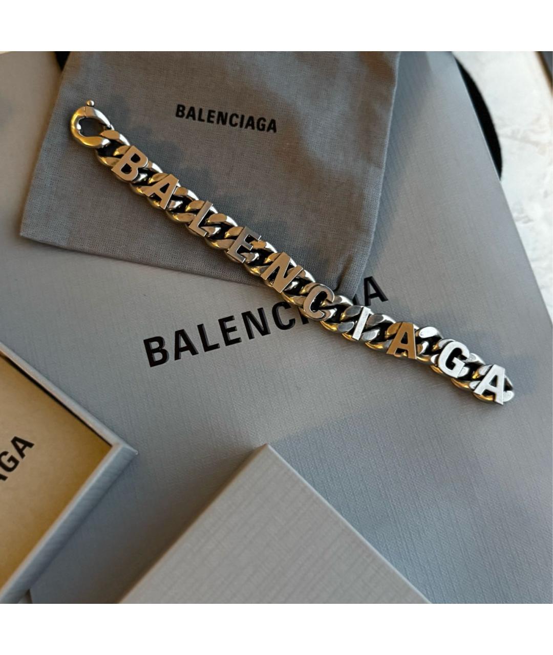 BALENCIAGA Серебрянный латунный браслет, фото 5