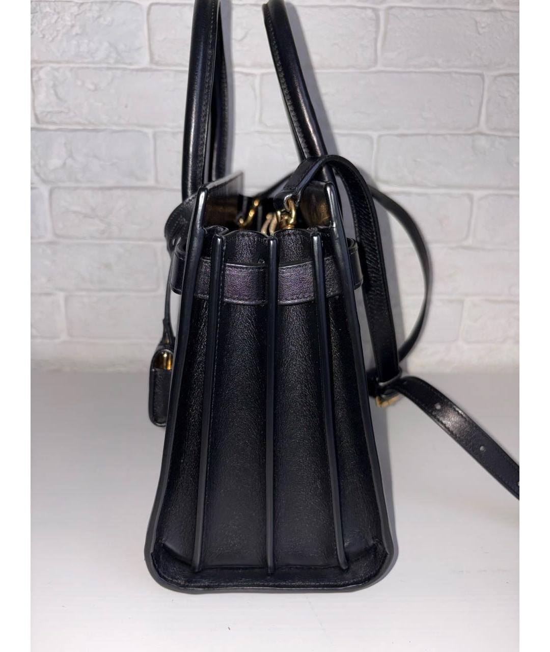 SAINT LAURENT Черная кожаная сумка с короткими ручками, фото 3