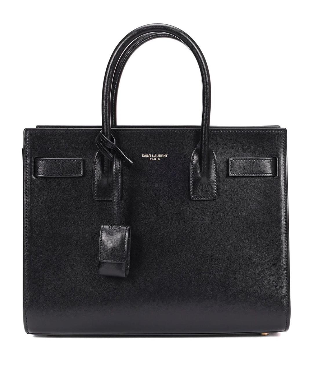 SAINT LAURENT Черная кожаная сумка с короткими ручками, фото 9