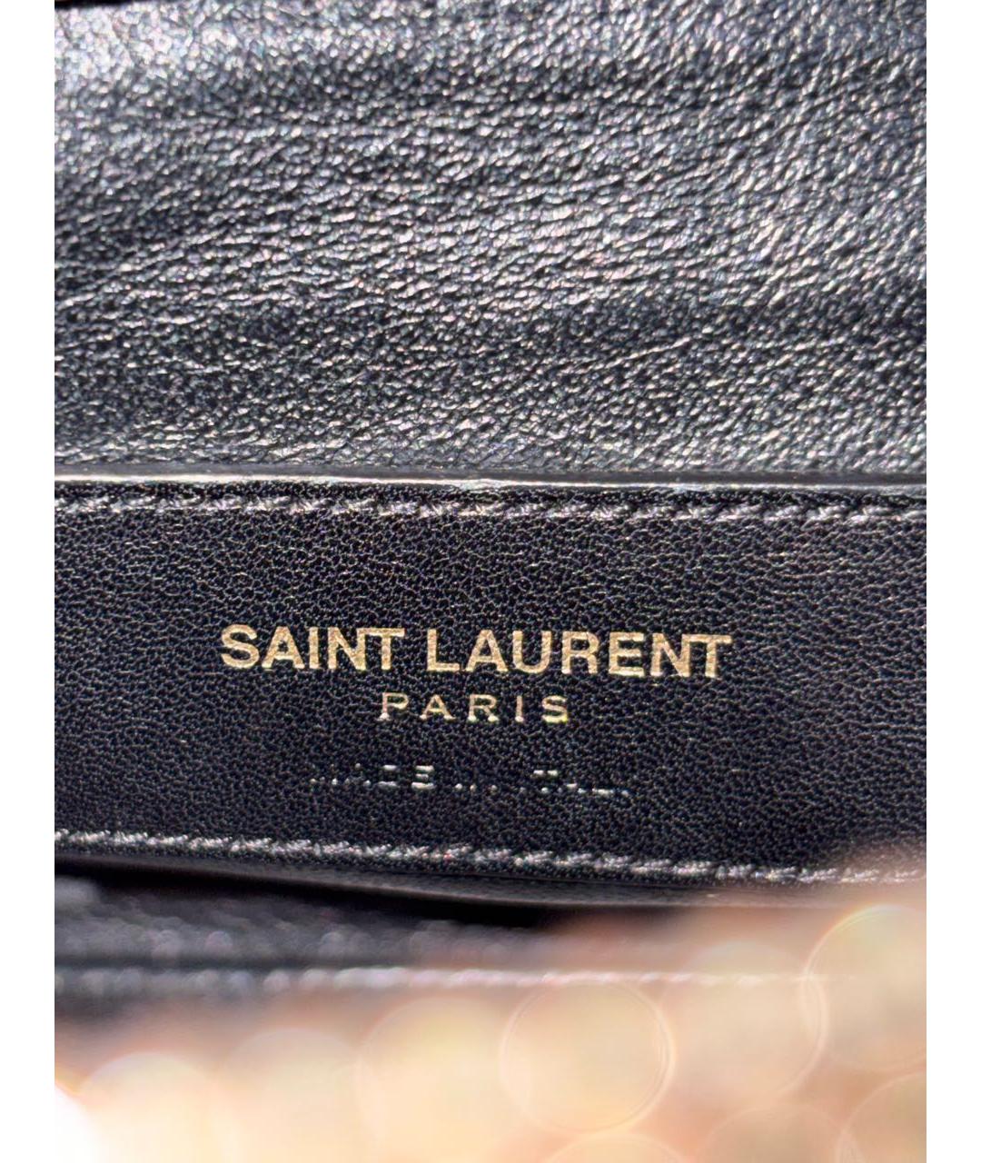 SAINT LAURENT Черная кожаная сумка с короткими ручками, фото 7