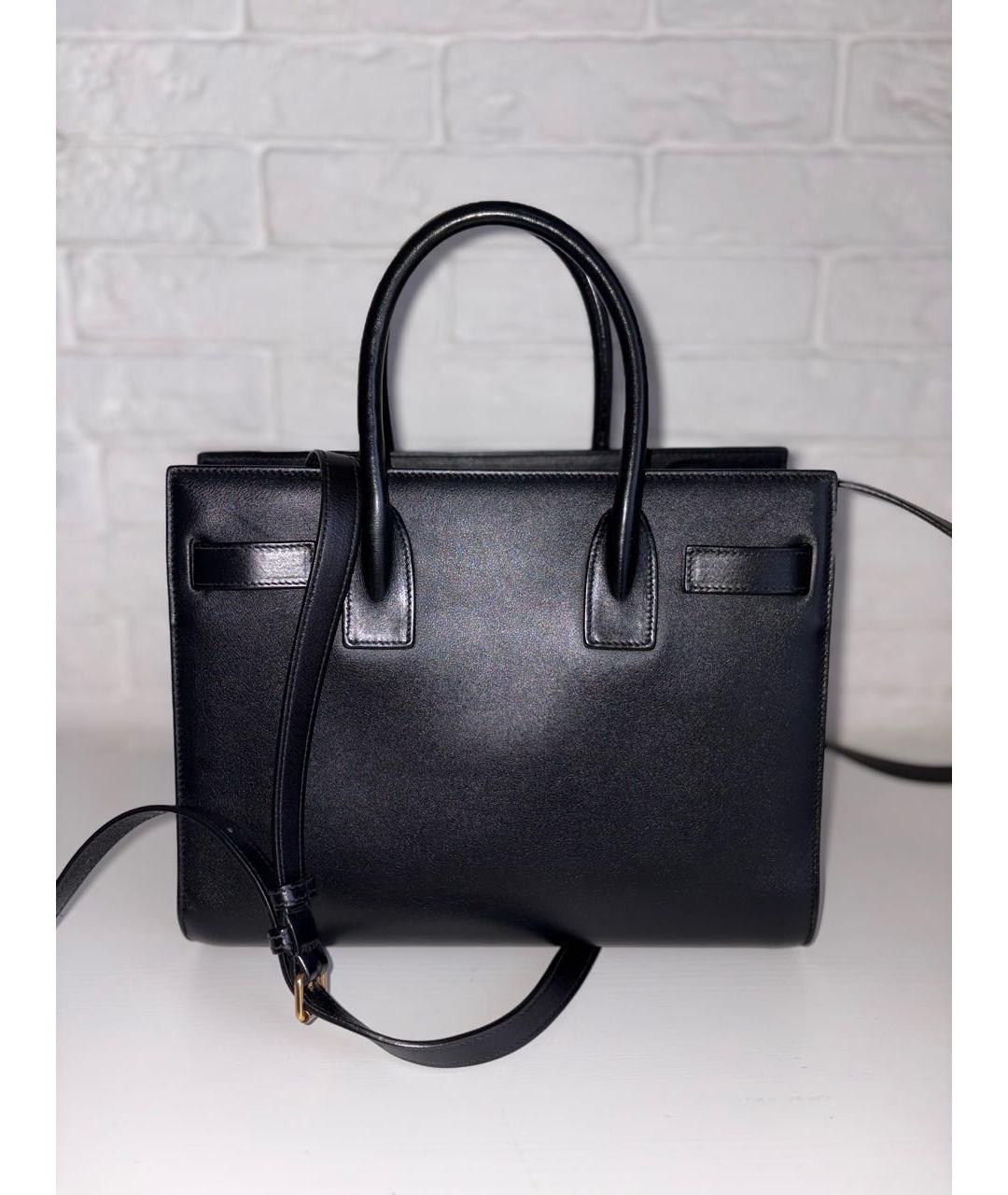 SAINT LAURENT Черная кожаная сумка с короткими ручками, фото 4