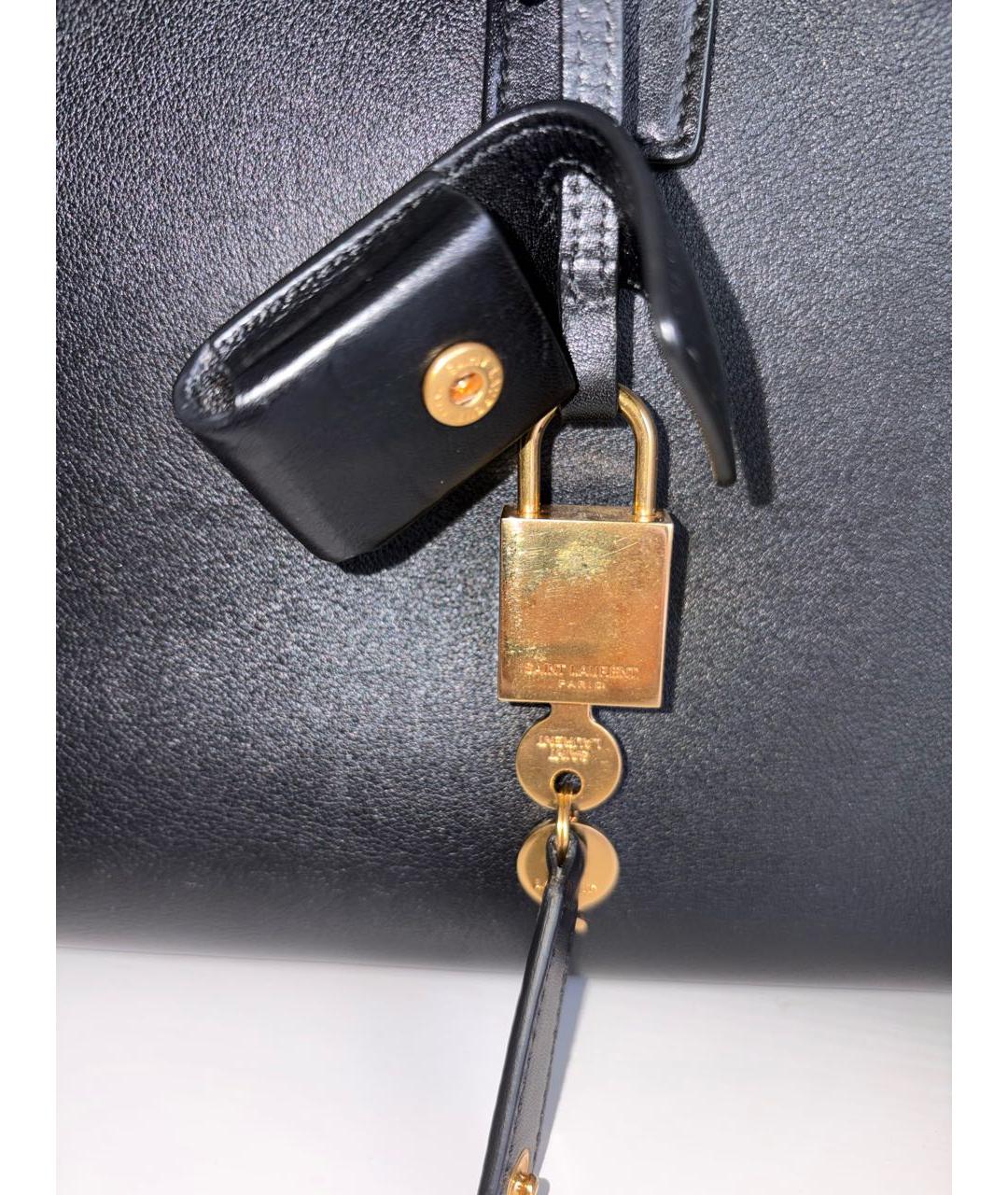 SAINT LAURENT Черная кожаная сумка с короткими ручками, фото 6