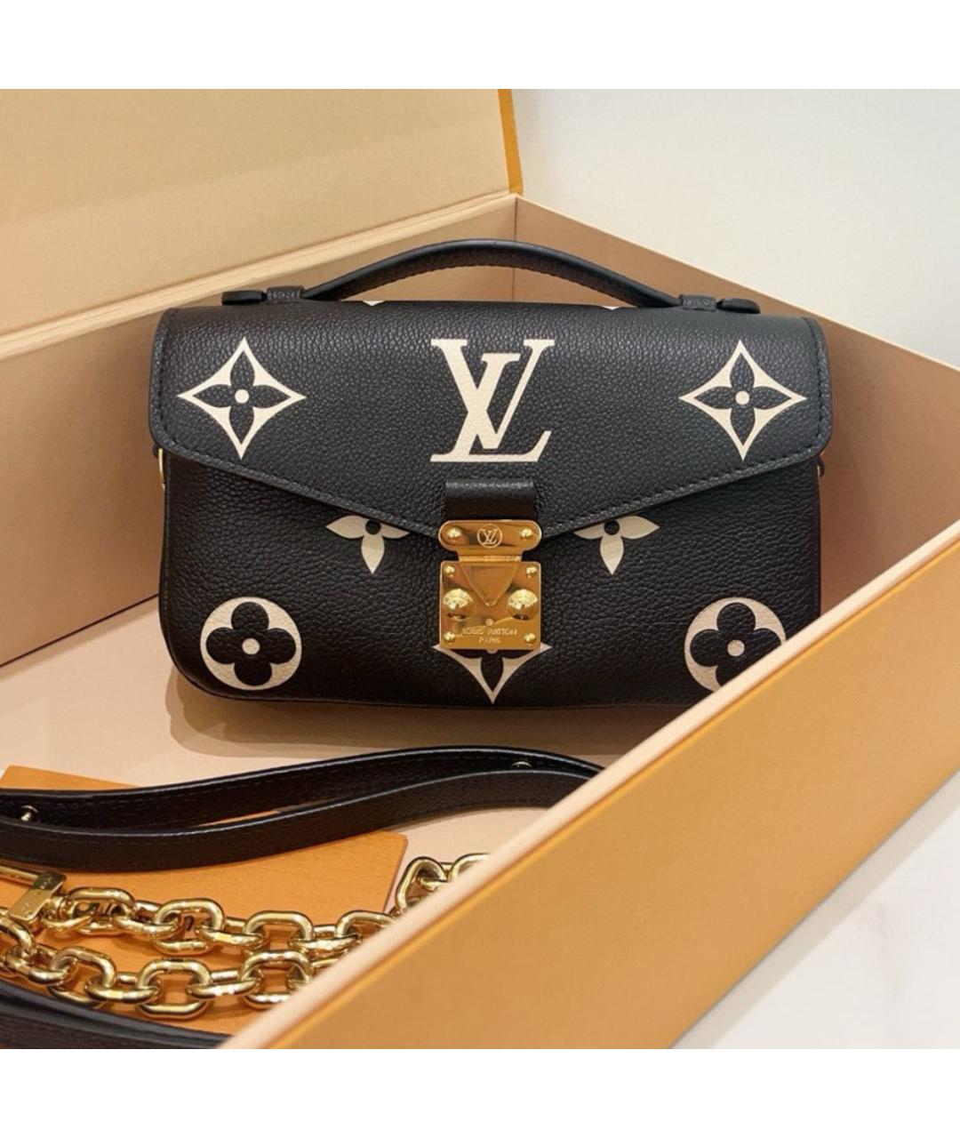 LOUIS VUITTON Черная кожаная сумка через плечо, фото 2