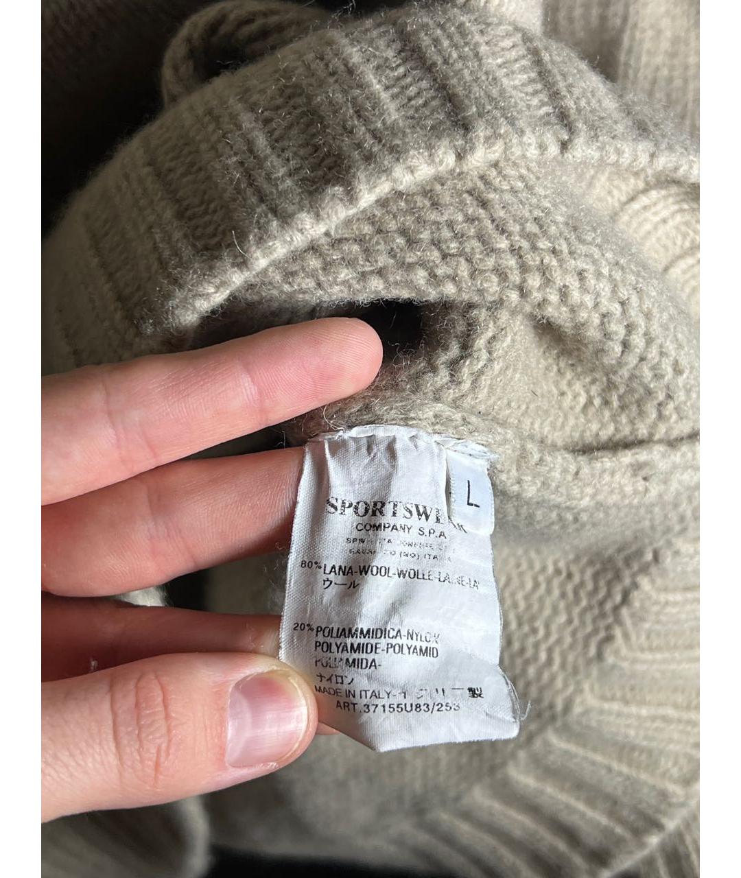 STONE ISLAND Бежевый шерстяной джемпер / свитер, фото 4