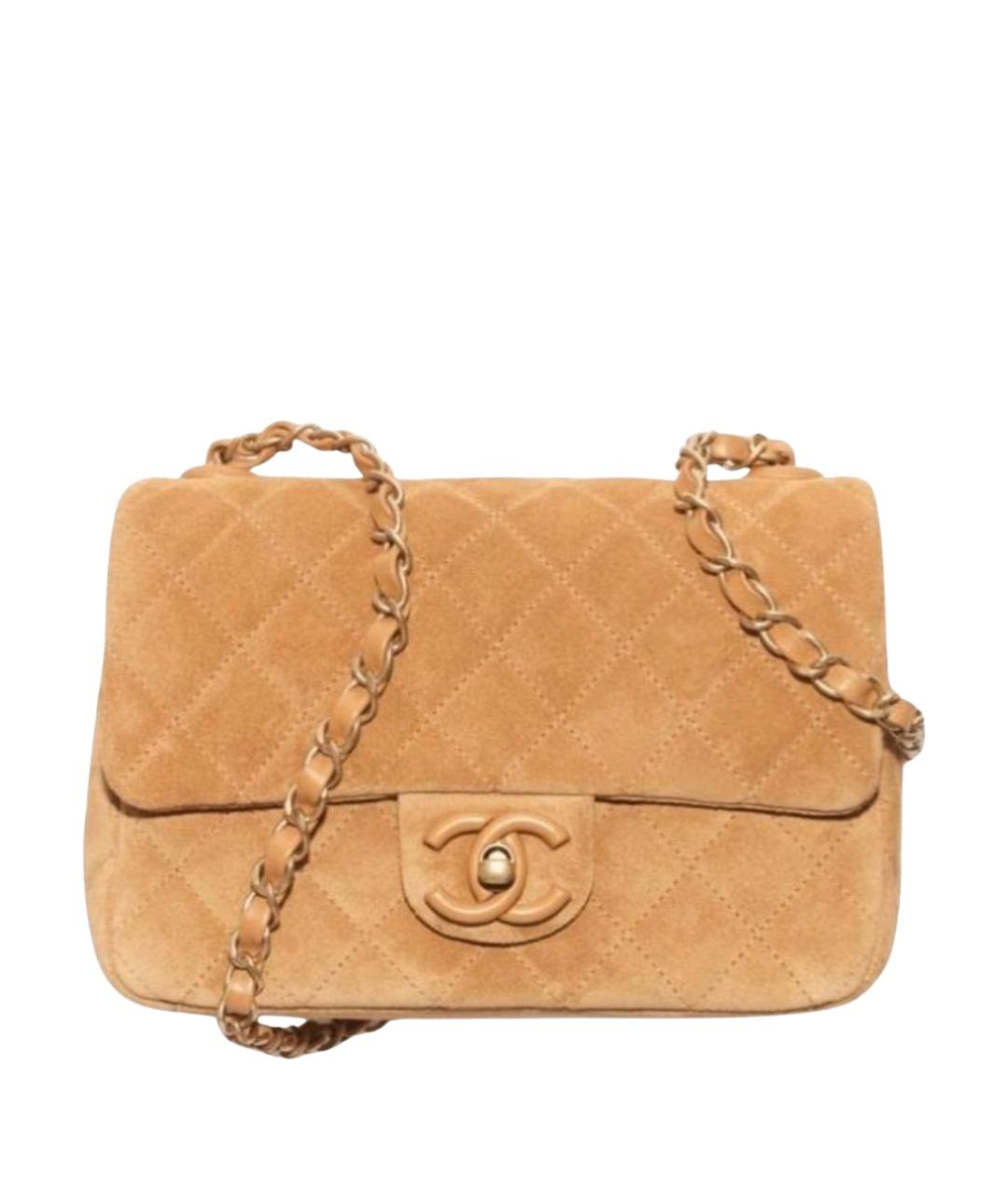 CHANEL Бежевая замшевая сумка через плечо, фото 1