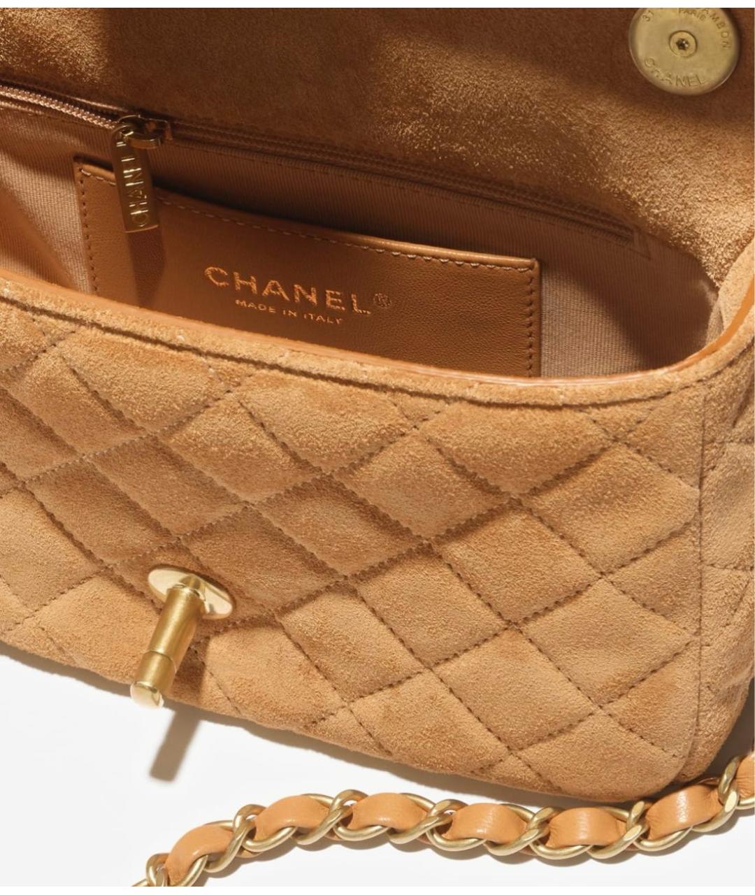 CHANEL Бежевая замшевая сумка через плечо, фото 3