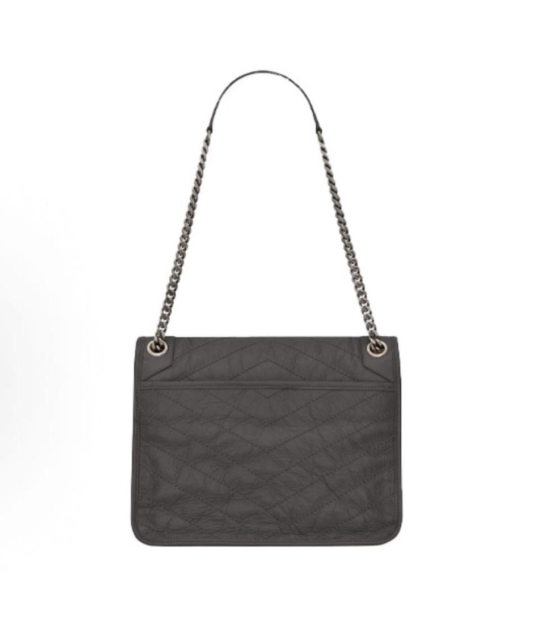 SAINT LAURENT Серая кожаная сумка через плечо, фото 4