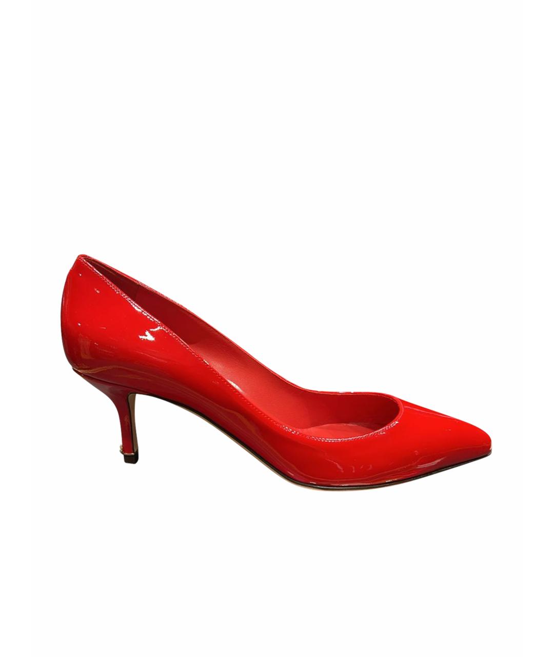 DOLCE&GABBANA Красные лодочки на низком каблуке из лакированной кожи, фото 1