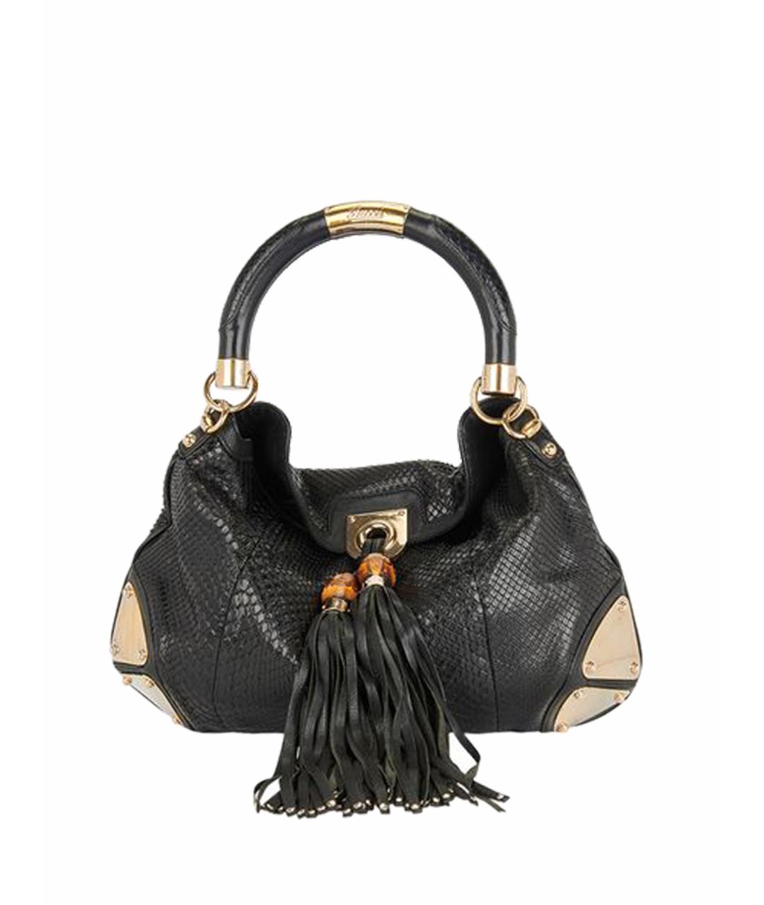 GUCCI Черная сумка через плечо из экзотической кожи, фото 1