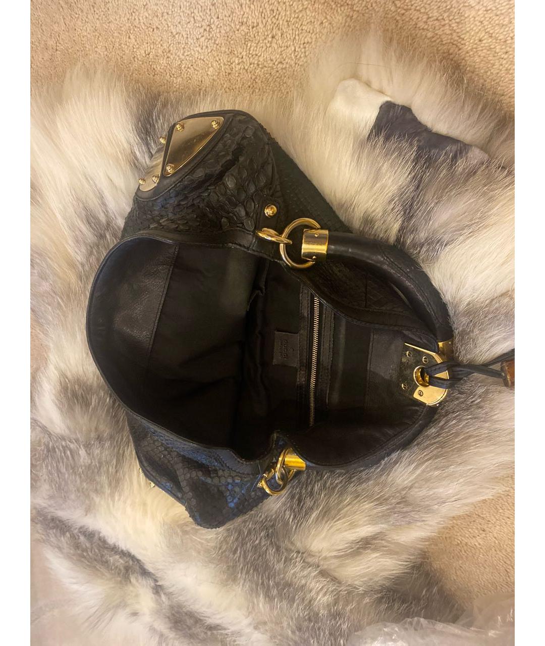 GUCCI Черная сумка через плечо из экзотической кожи, фото 4