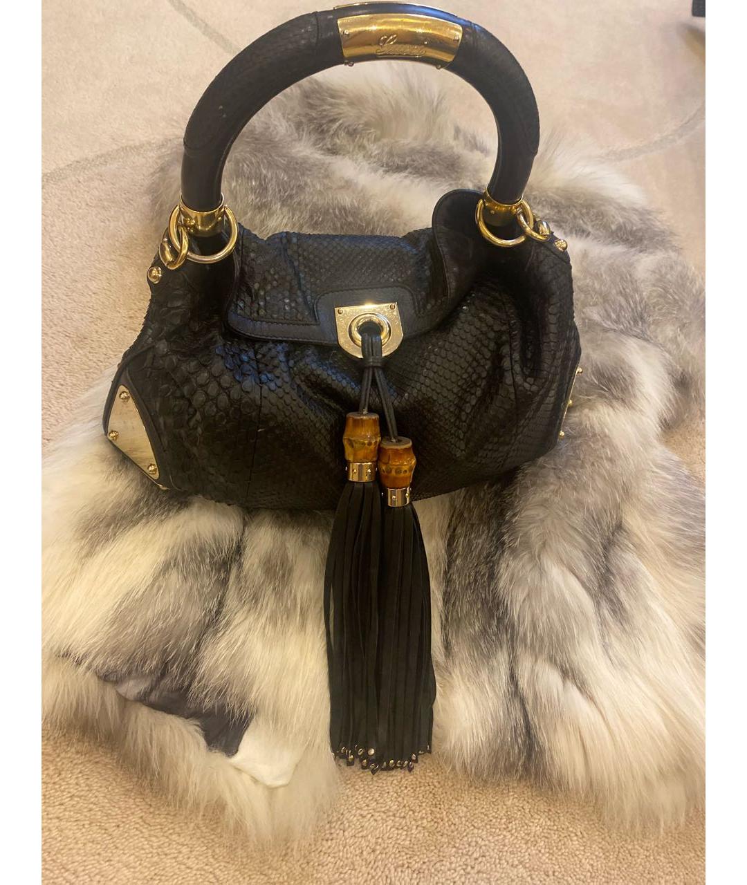 GUCCI Черная сумка через плечо из экзотической кожи, фото 2