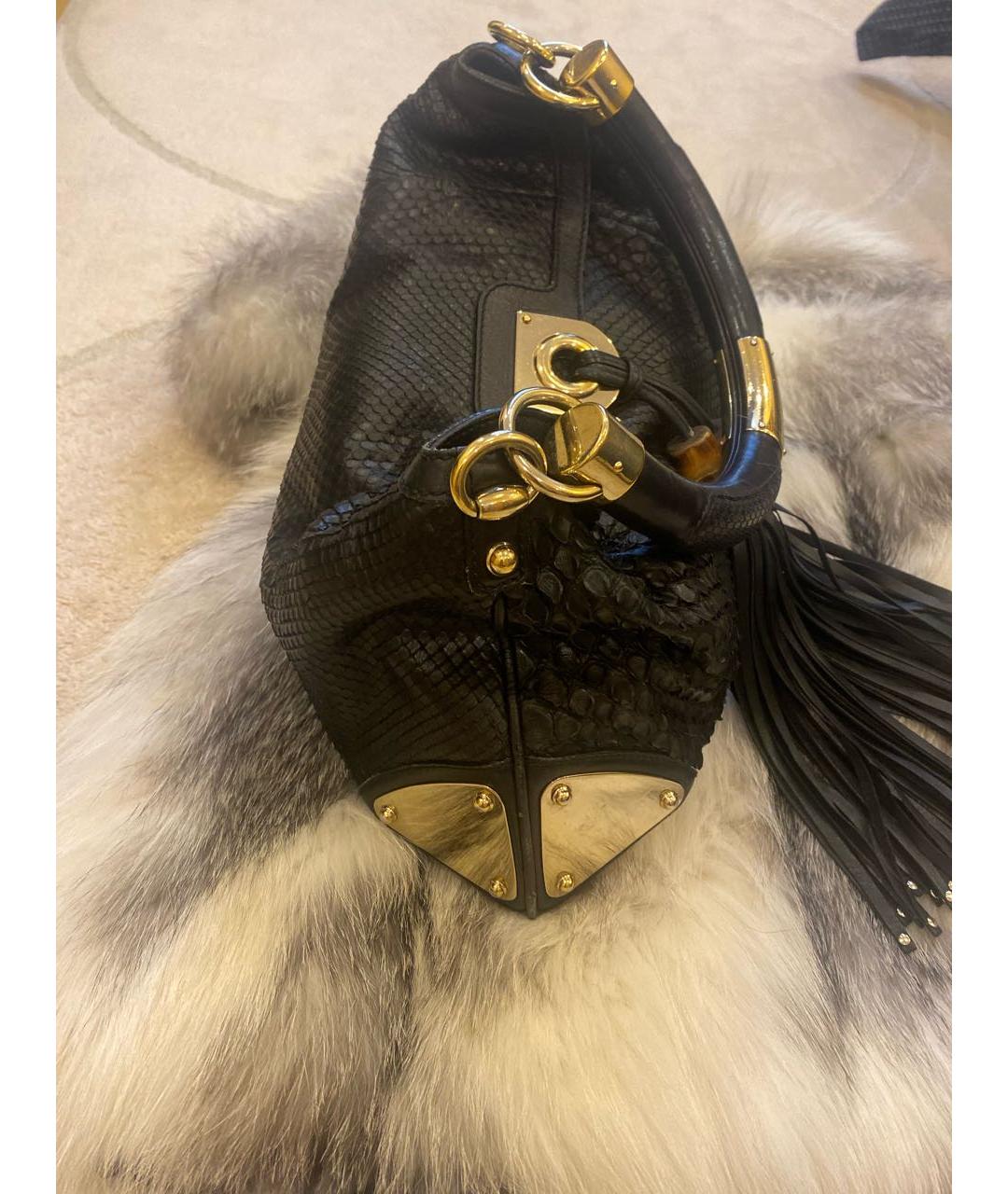 GUCCI Черная сумка через плечо из экзотической кожи, фото 3