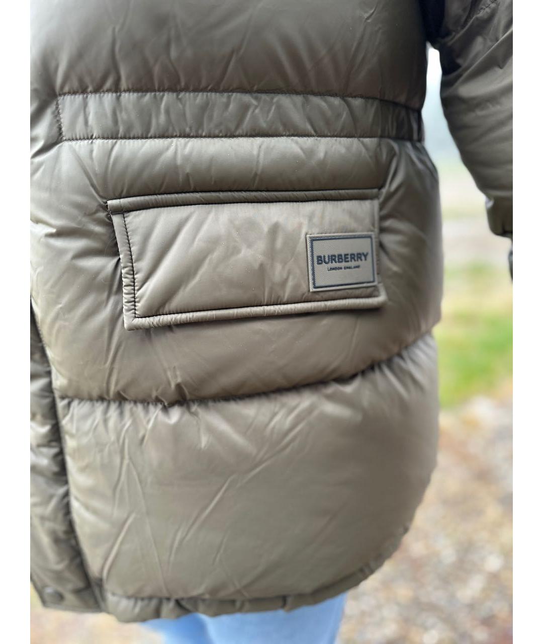 BURBERRY Хаки полиэстеровый пуховик, фото 7