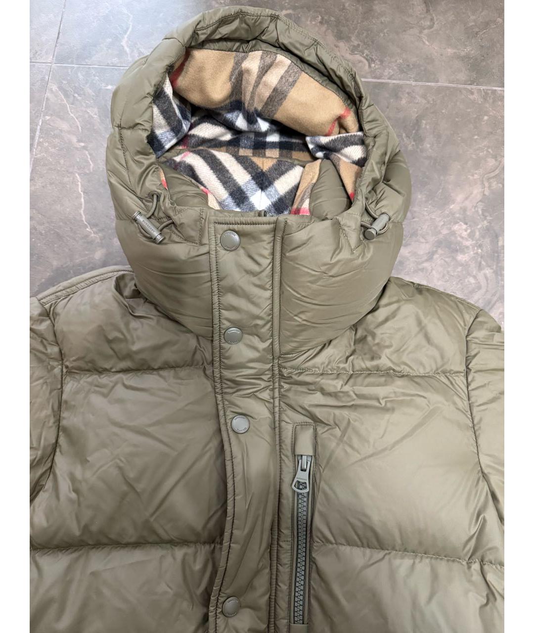 BURBERRY Хаки полиэстеровый пуховик, фото 4
