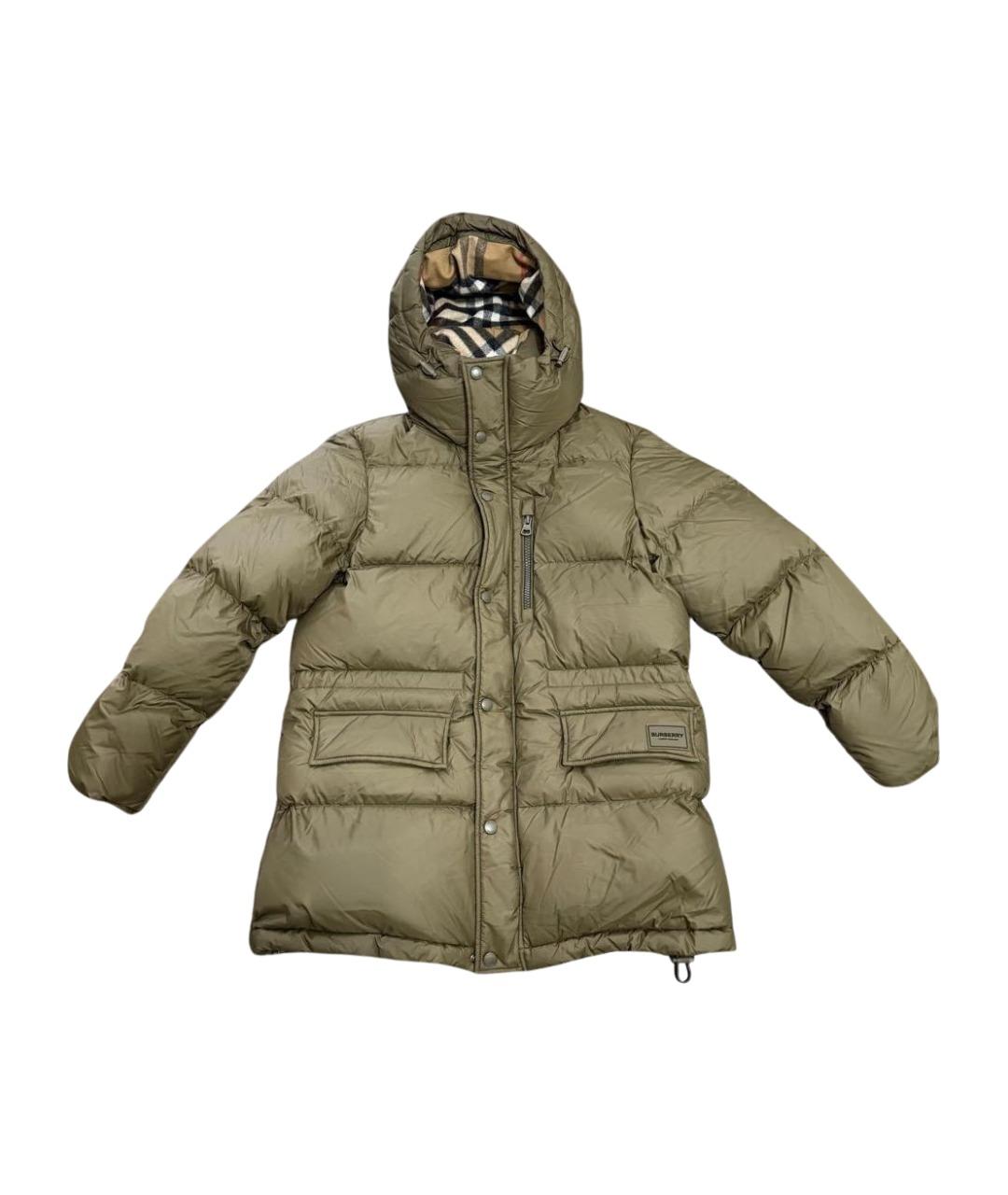 BURBERRY Хаки полиэстеровый пуховик, фото 1