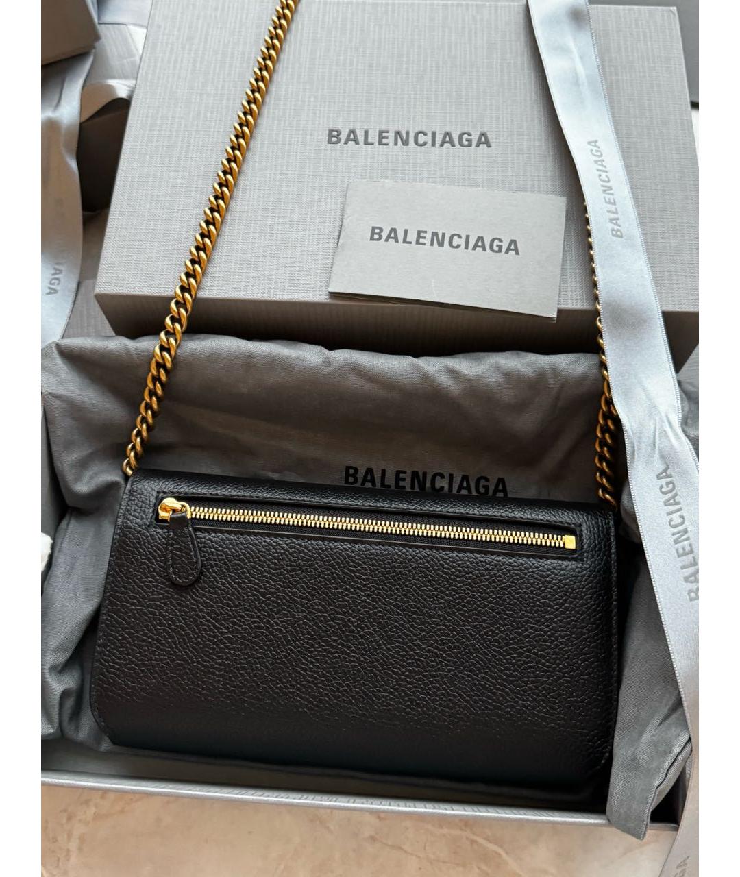 BALENCIAGA Черная кожаная сумка через плечо, фото 6