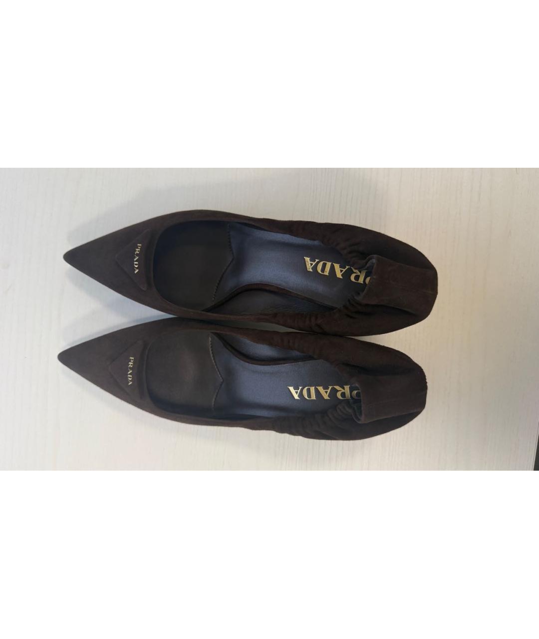 PRADA Коричневые замшевые туфли, фото 3