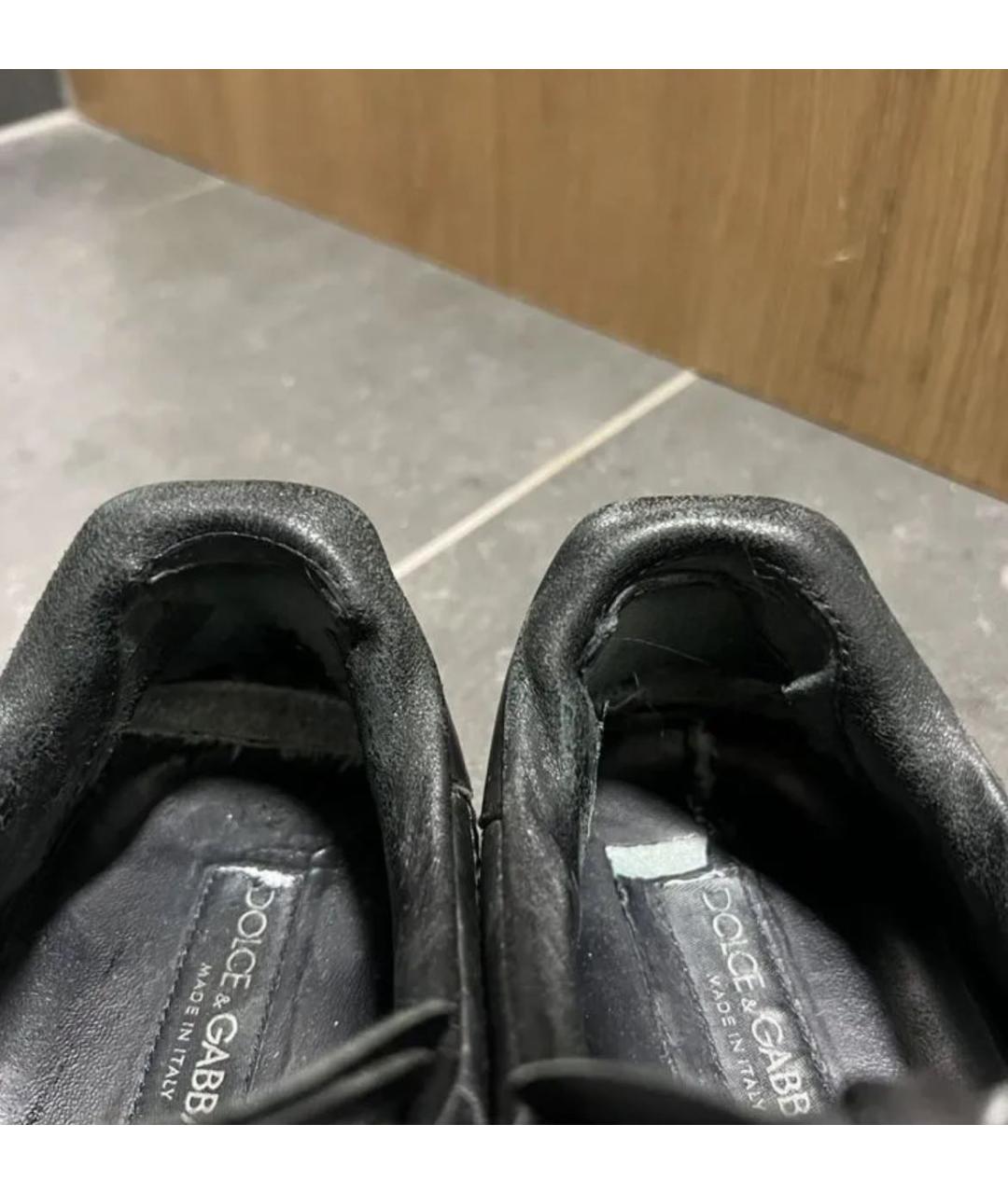 DOLCE&GABBANA Черные кожаные низкие кроссовки / кеды, фото 5