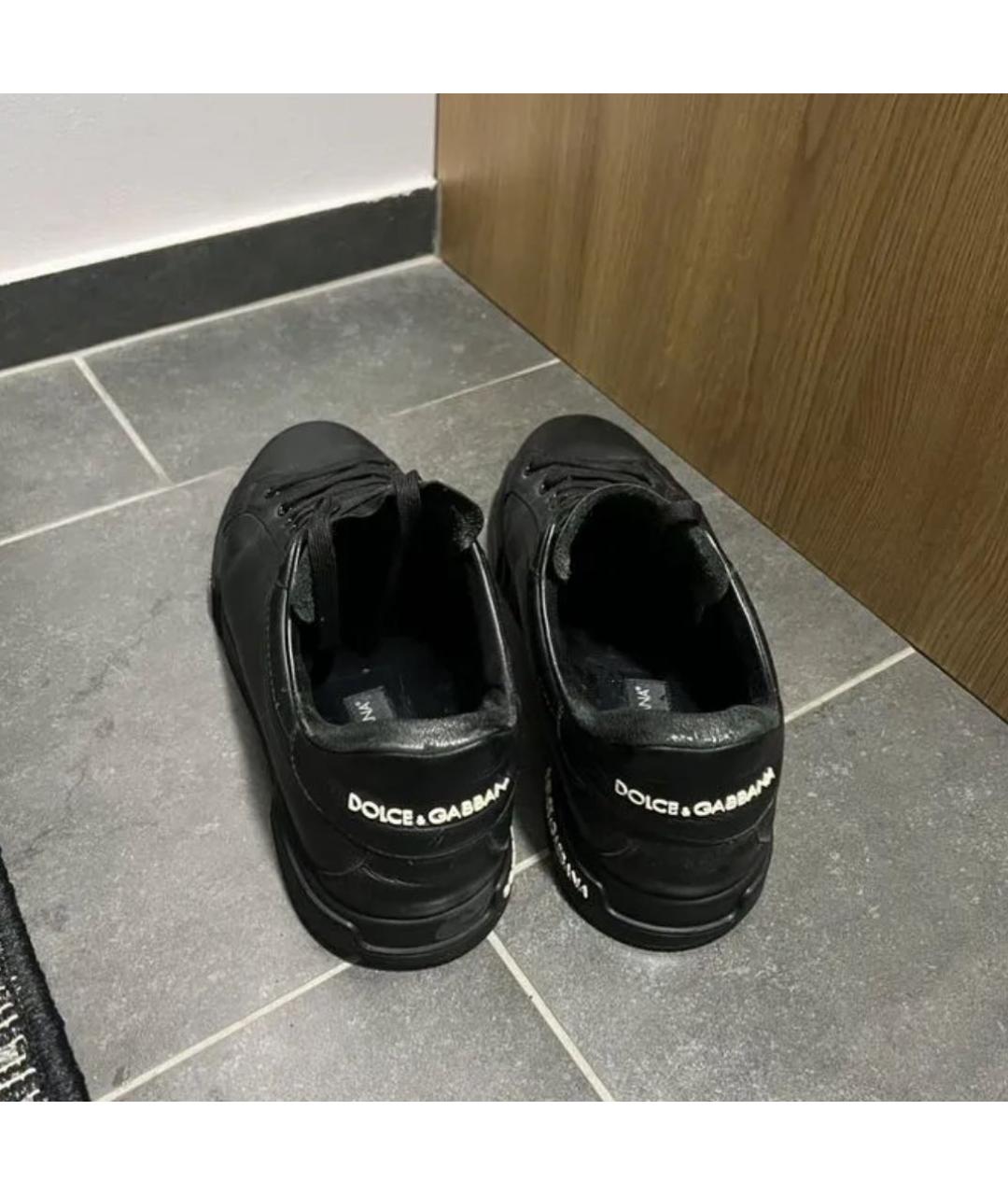 DOLCE&GABBANA Черные кожаные низкие кроссовки / кеды, фото 4