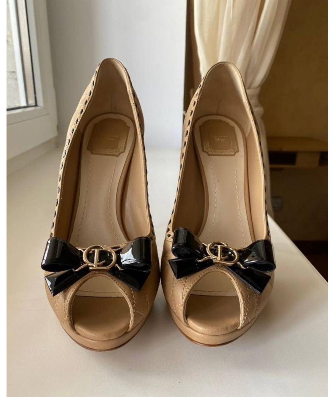 CHRISTIAN DIOR Бежевые кожаные туфли, фото 3