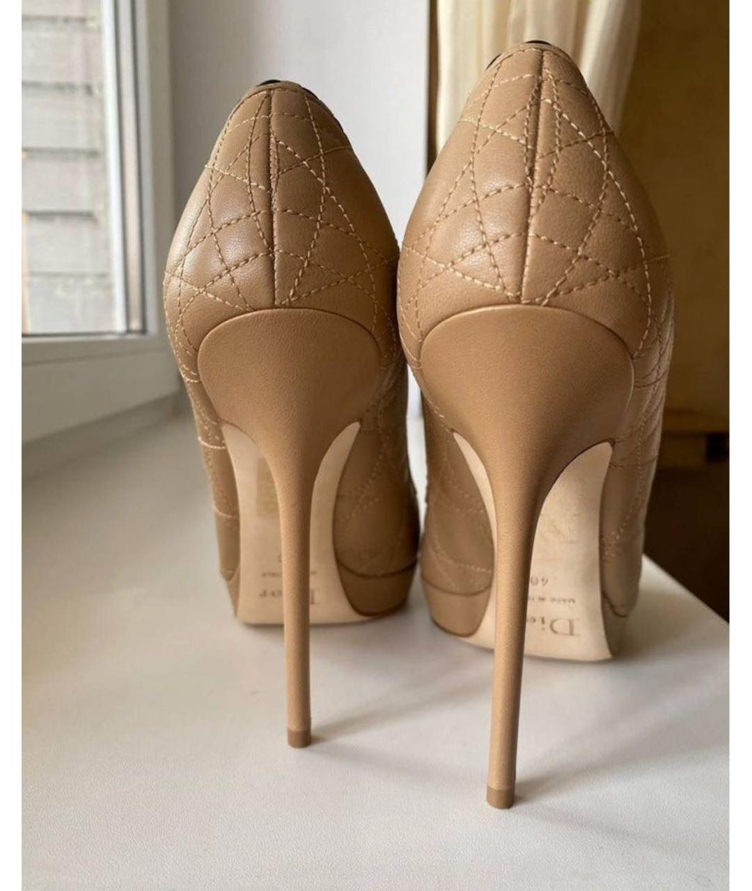 CHRISTIAN DIOR Бежевые кожаные туфли, фото 4