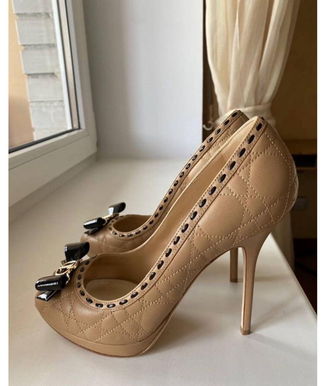 CHRISTIAN DIOR Бежевые кожаные туфли, фото 8