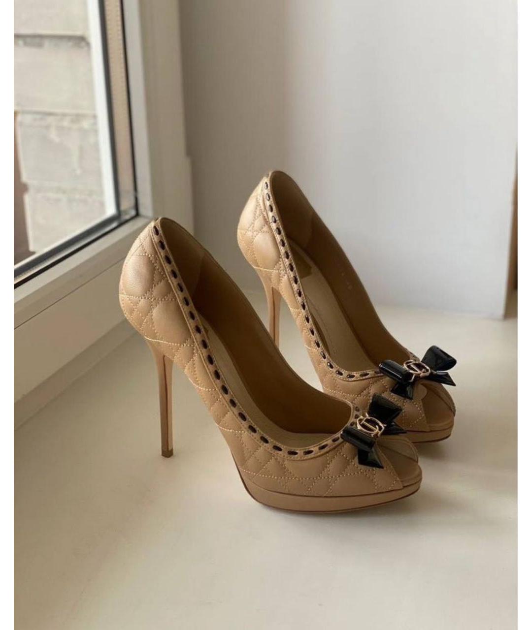 CHRISTIAN DIOR Бежевые кожаные туфли, фото 2